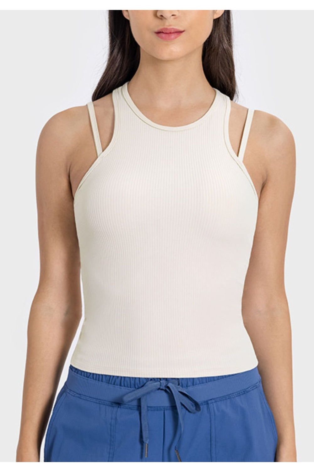 Millennia Cutout Round Neck Racerback Active Tank