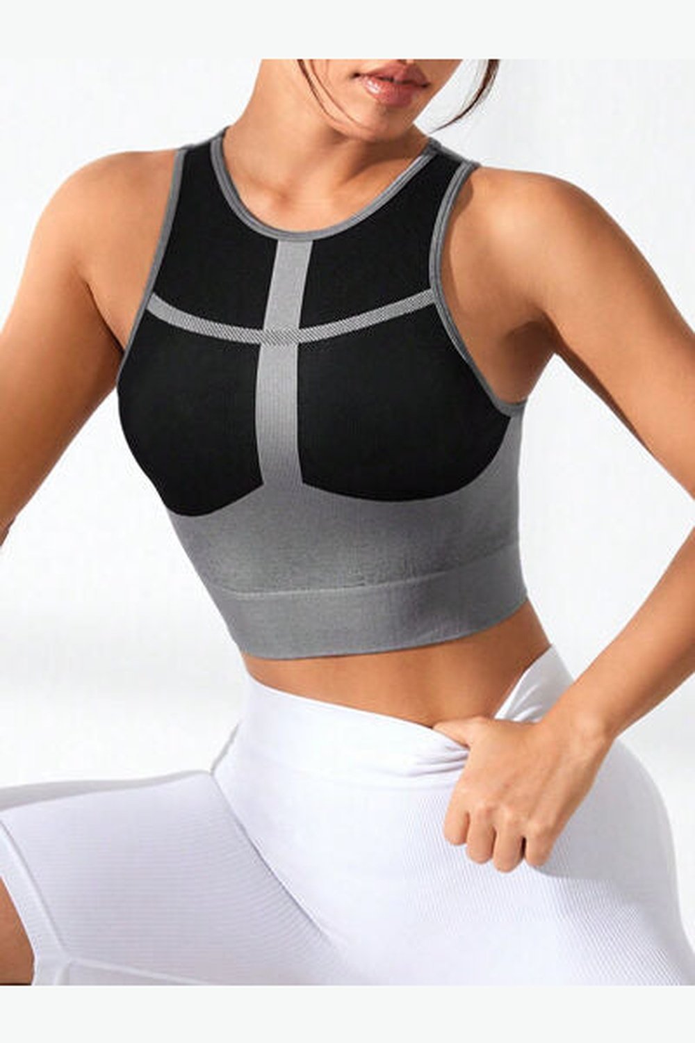 Color Block Round Neck Active Tank