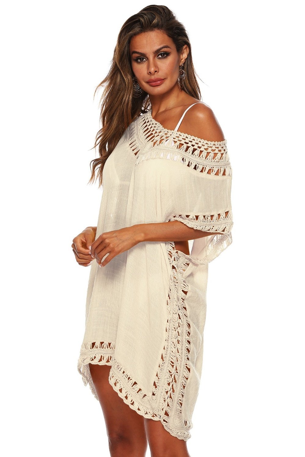 Cutout V-Neck Short Sleeve Cover-Up