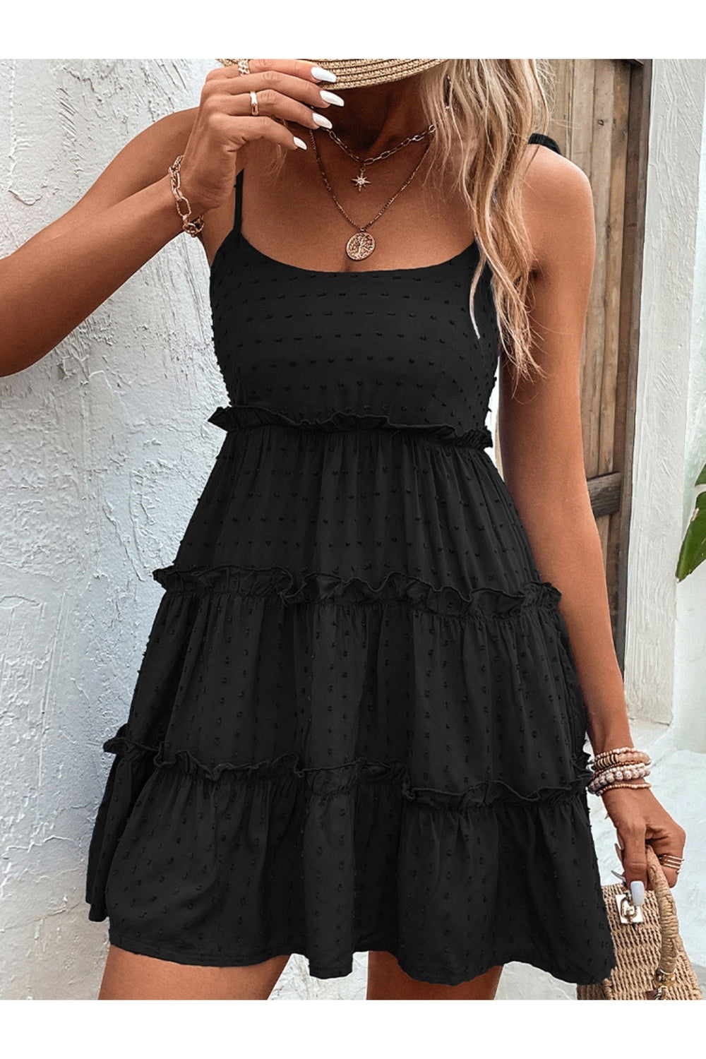 Frill Spaghetti Strap Tiered Dress