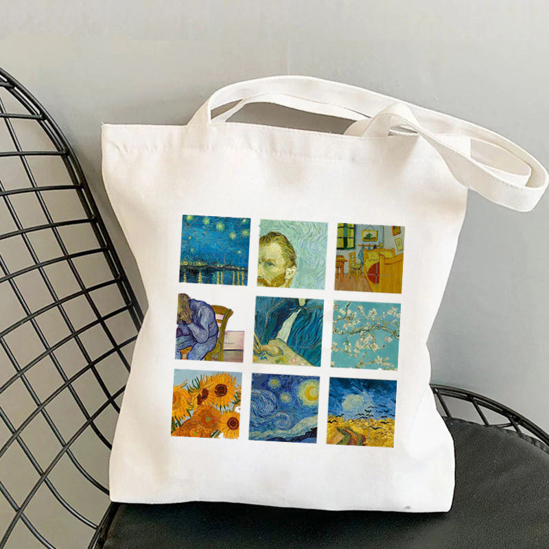 Art Printed One-shoulder Folded Bag Shopping Bag Canvas Bag Student