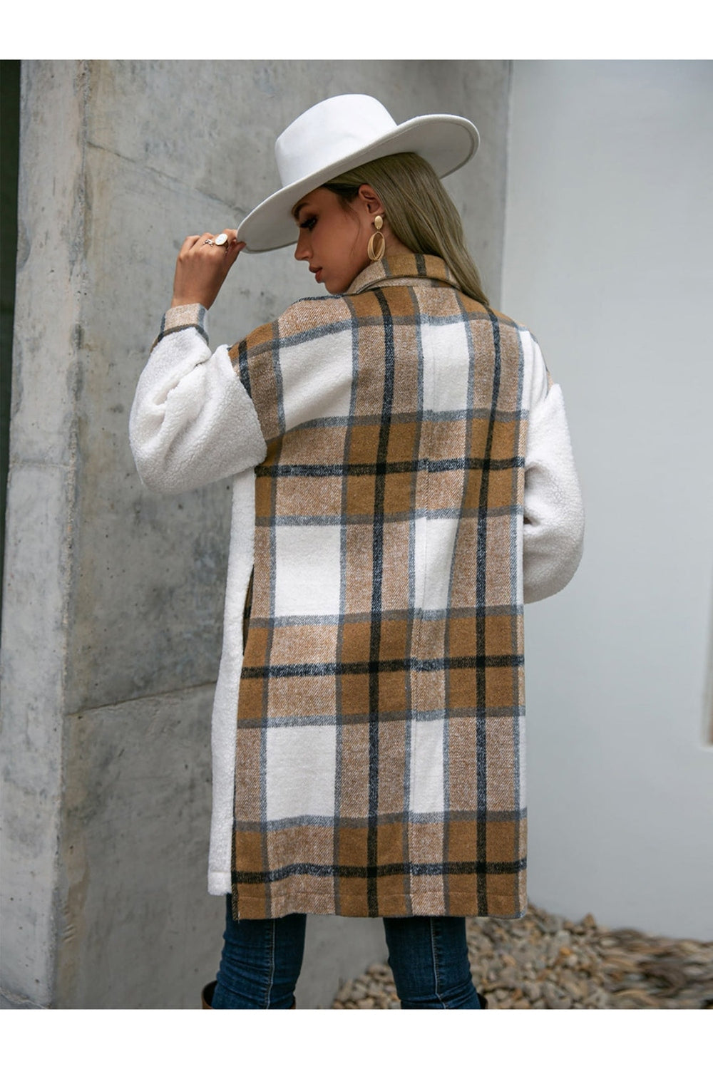 Plaid Dropped Shoulder Longline Coat