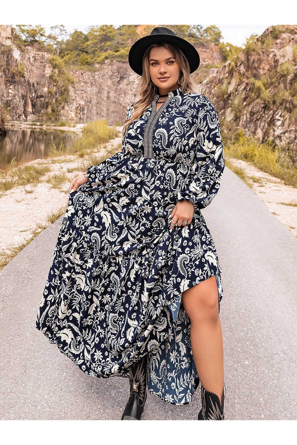 Plus Size Long Sleeve Maxi Dress