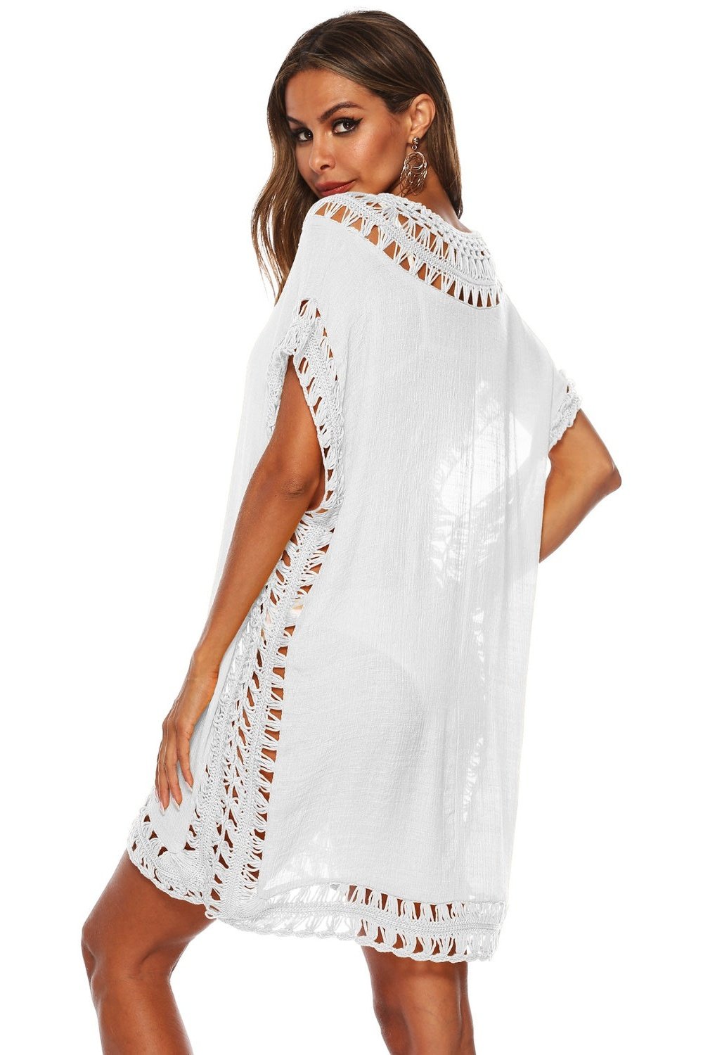 Cutout V-Neck Short Sleeve Cover-Up