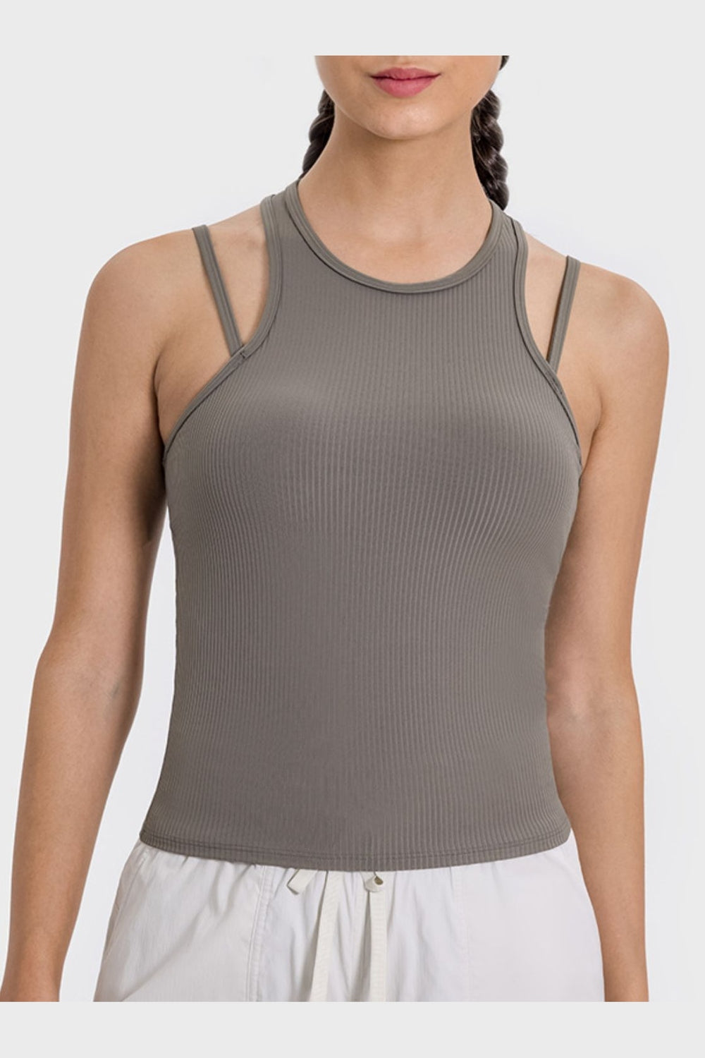 Millennia Cutout Round Neck Racerback Active Tank