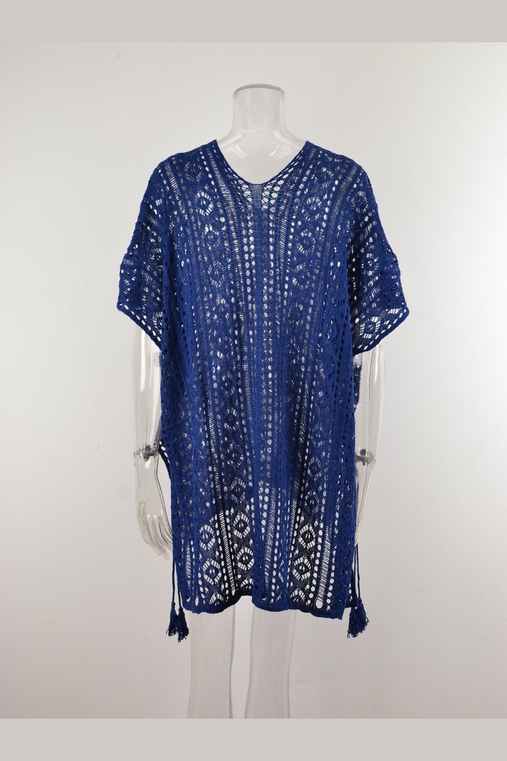 Cutout V-Neck Cover-Up with Tassel