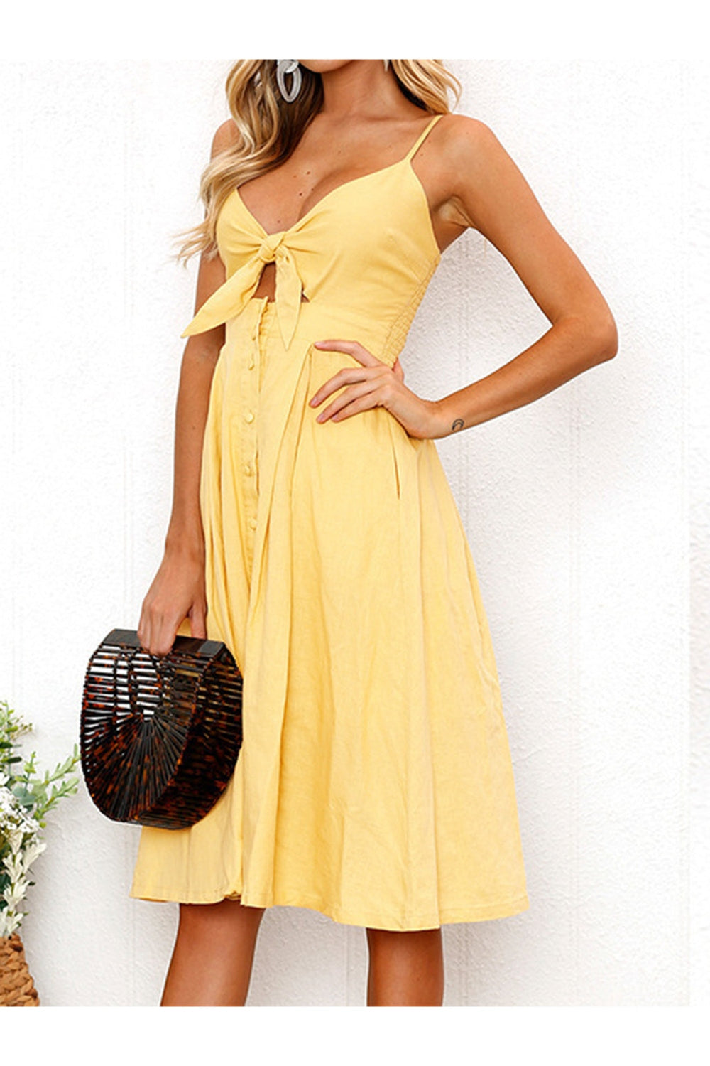 Cutout Smocked Sweetheart Neck Cami Dress