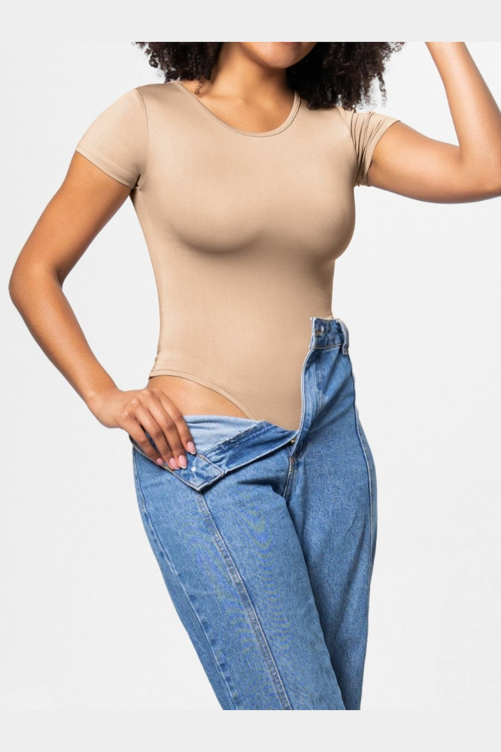 Full Size Round Neck Short Sleeve Bodysuit