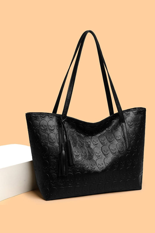 Skeleton Pattern PU Leather Tote Bag