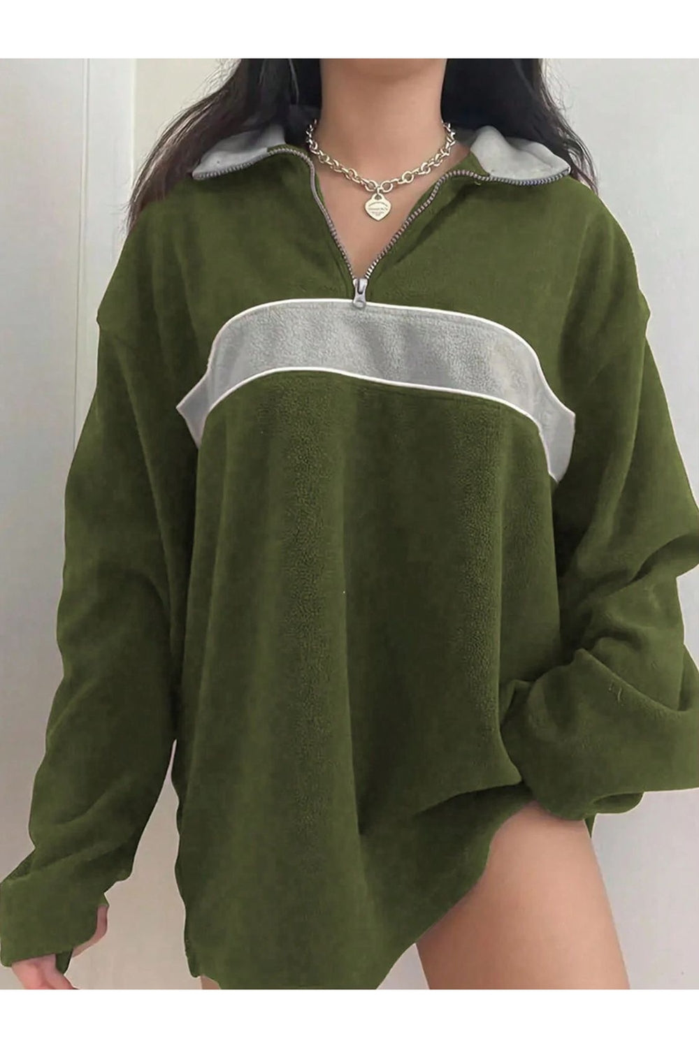 Contrast Dropped Shoulder Long Sleeve Sweatshirt