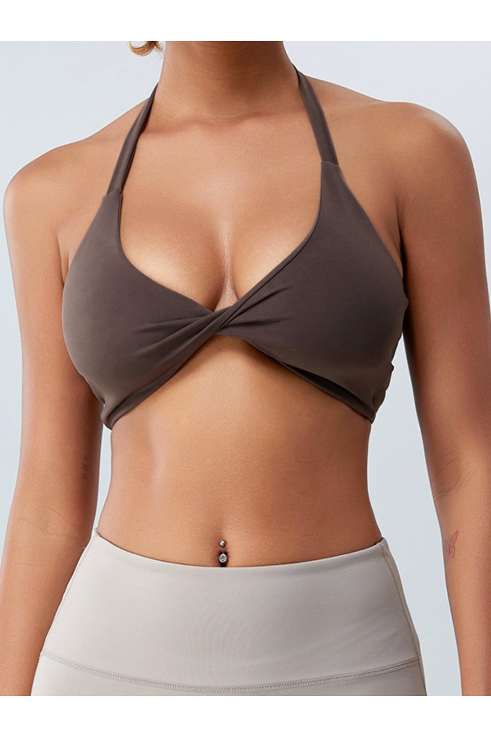 Twisted Halter Neck Active Bra