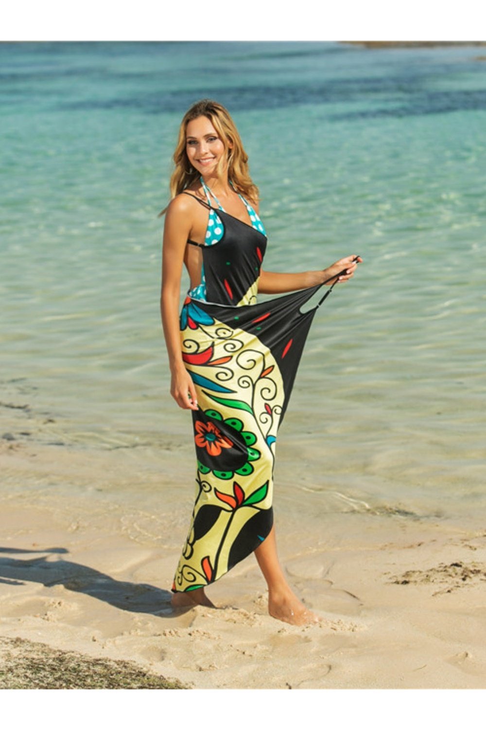 Printed Spaghetti Strap Cover Up