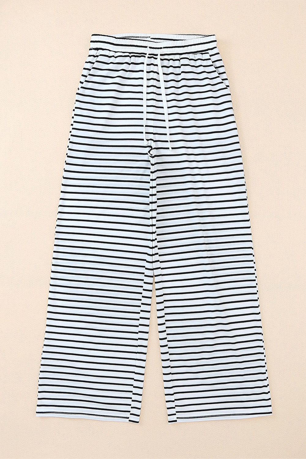 Striped Drawstring Waist Wide Leg Pants