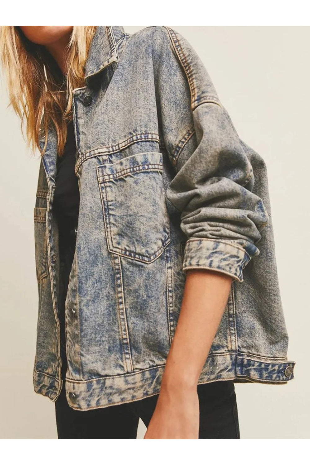 Pocketed Button Up Denim Jacket