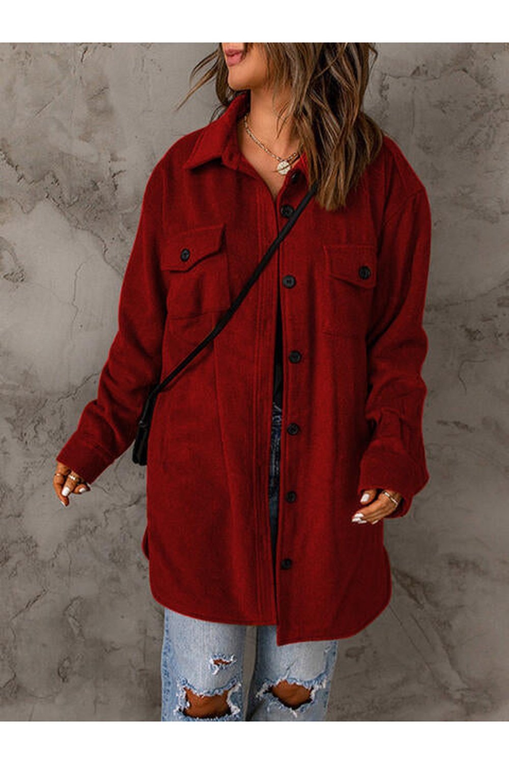 Drop Shoulder Button Down Collared Coat