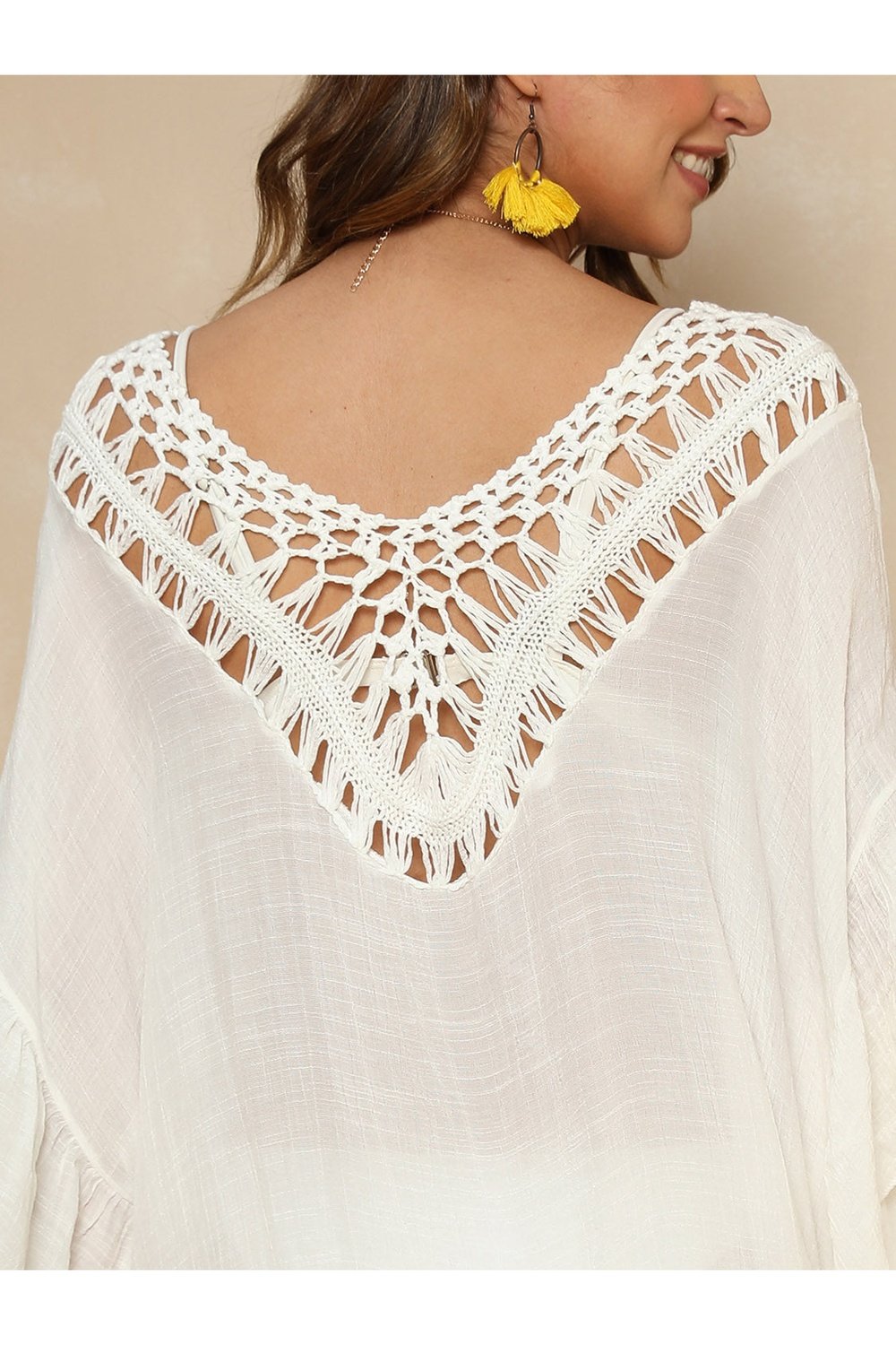 Cutout Ruffled Half Sleeve Cover-Up