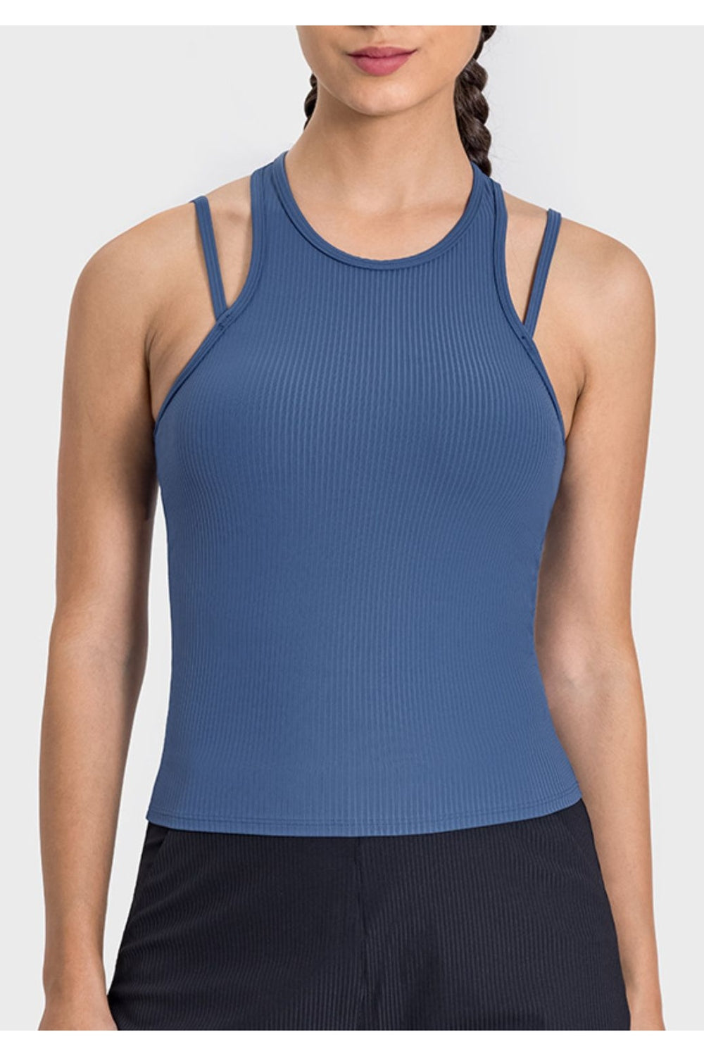 Millennia Cutout Round Neck Racerback Active Tank