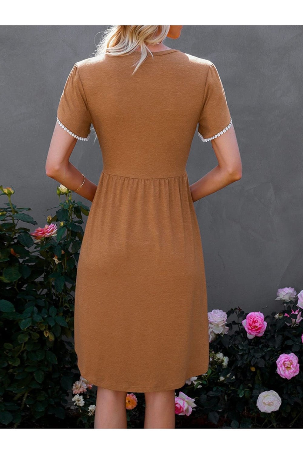 Round Neck Petal Sleeve Dress