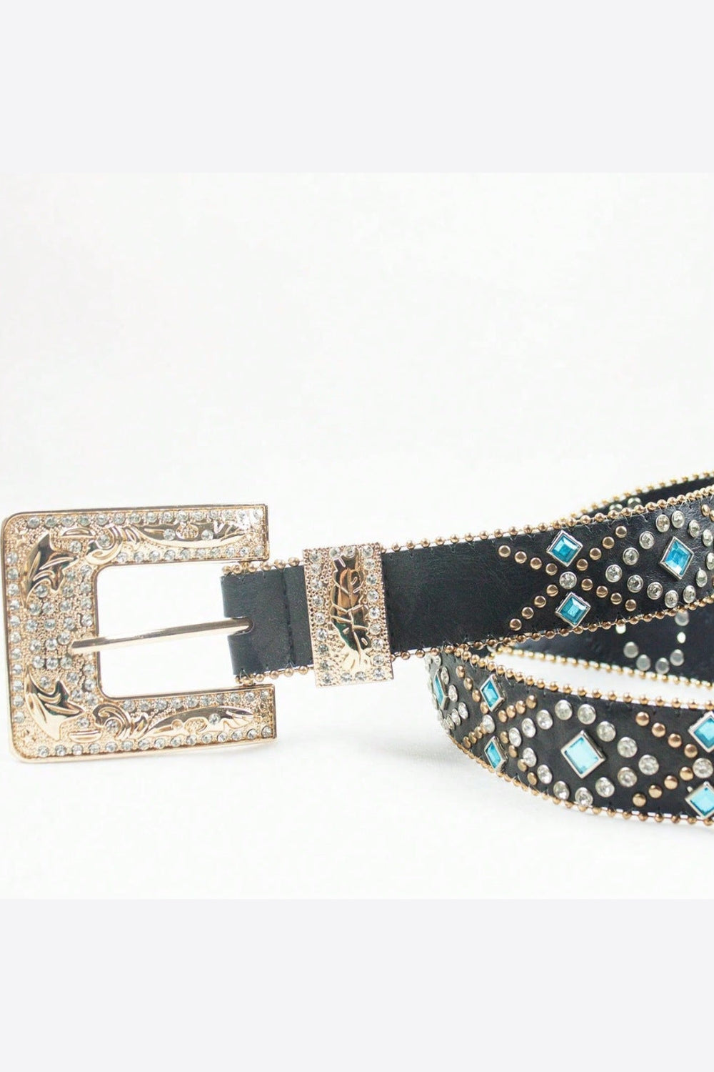 Rhinestone PU Leather Belt