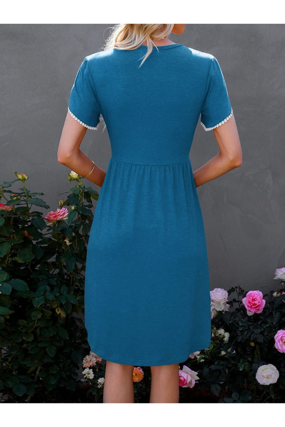 Round Neck Petal Sleeve Dress