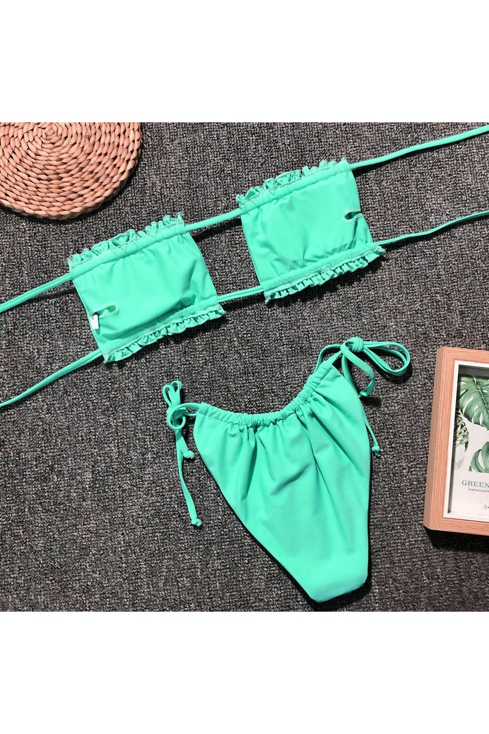 Frill Trim Ruched Bikini Set