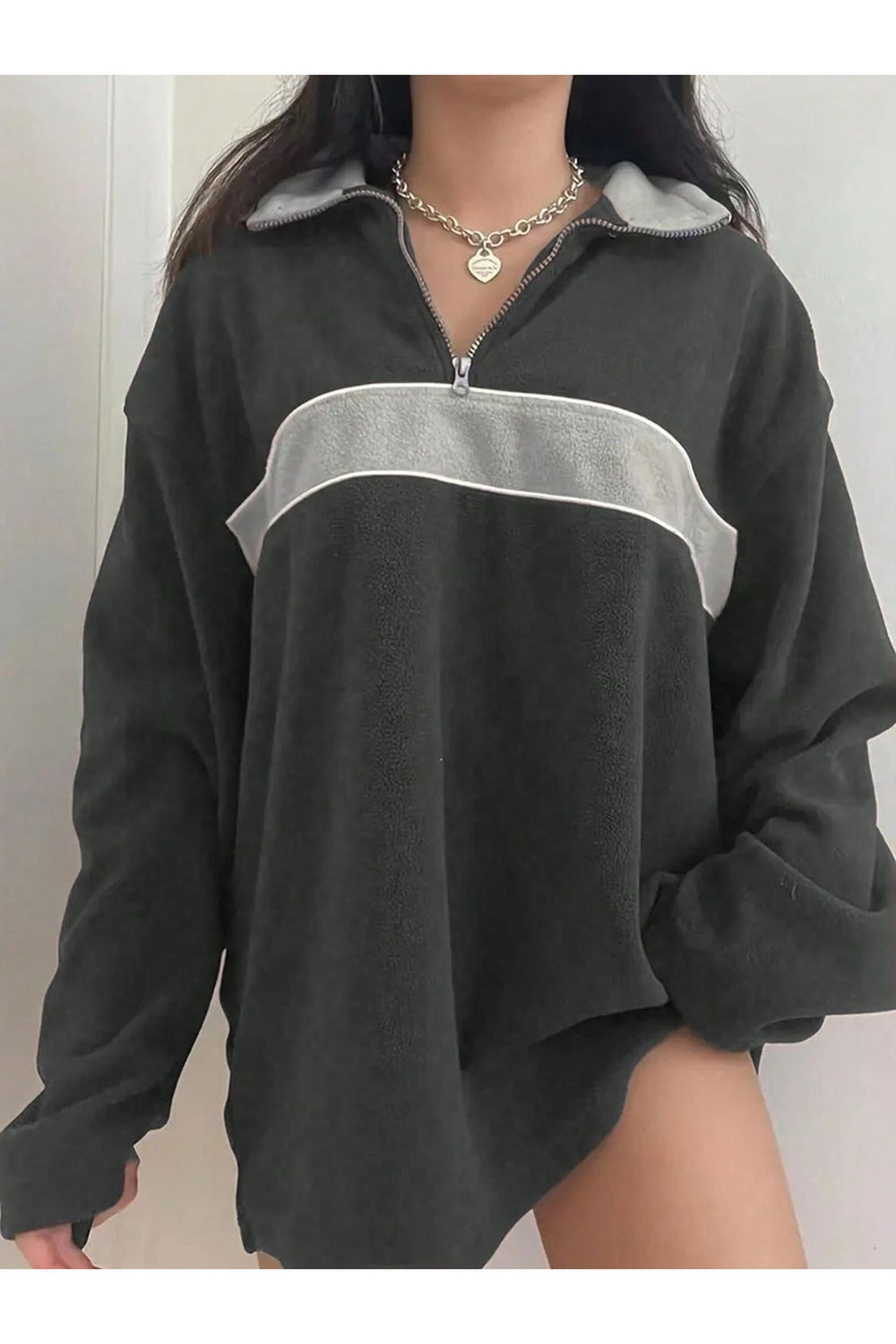 Contrast Dropped Shoulder Long Sleeve Sweatshirt