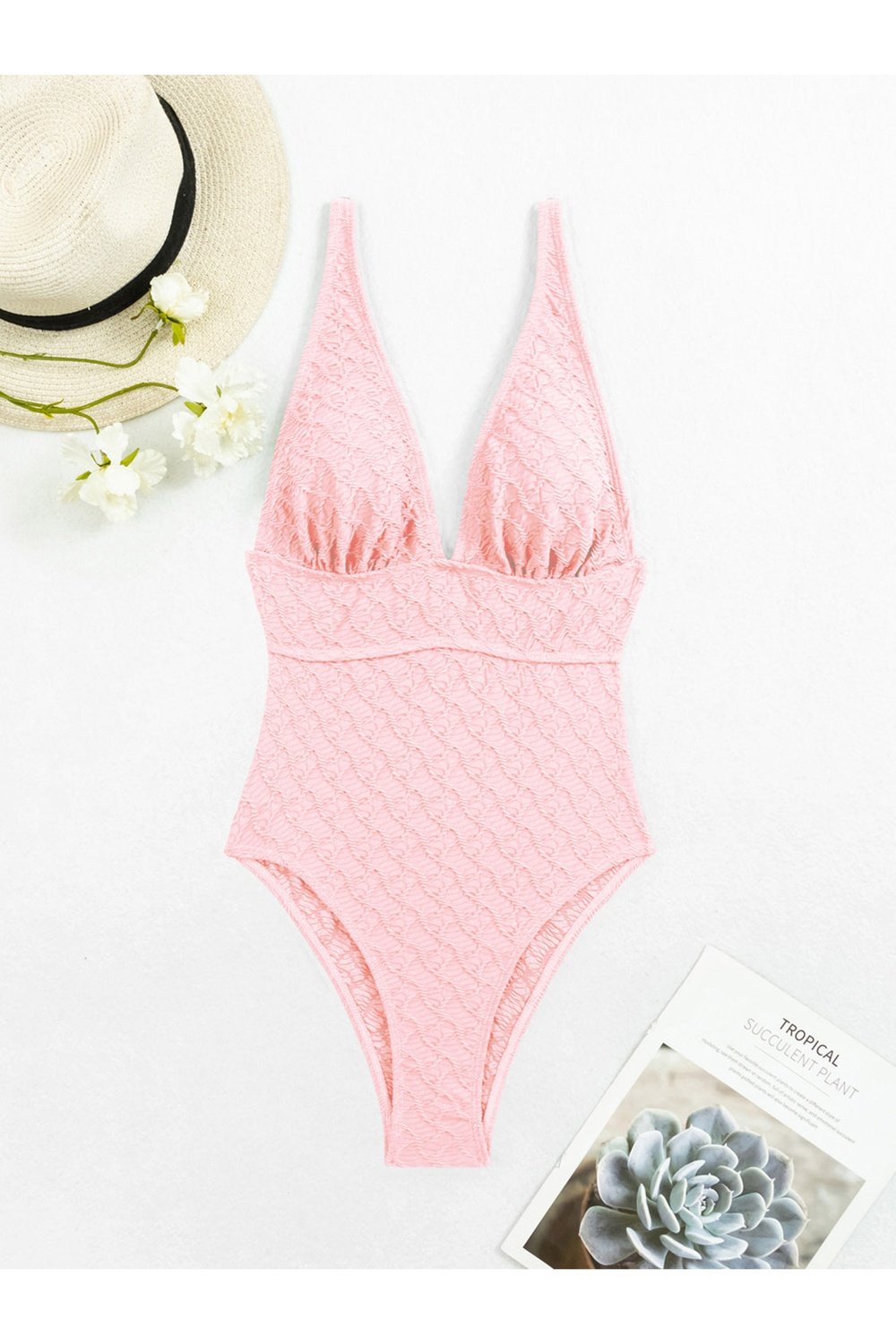 Backless V-Neck Sleeveless One-Piece Swimwear