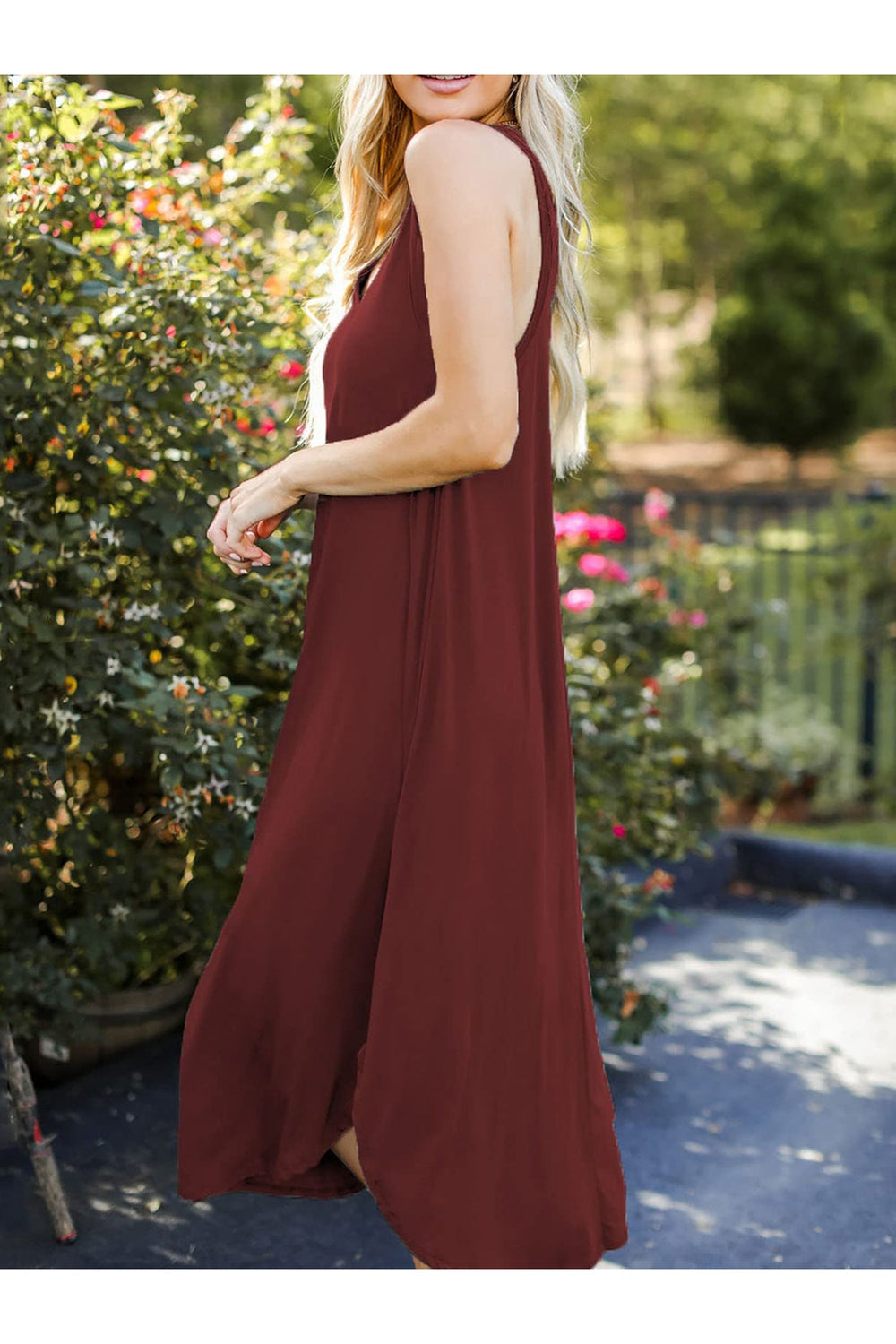 Full Size V-Neck Midi Tank Dress