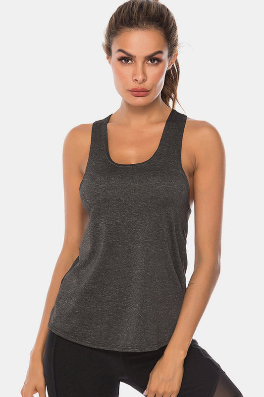 Full Size Scoop Neck Wide Strap Active Tank