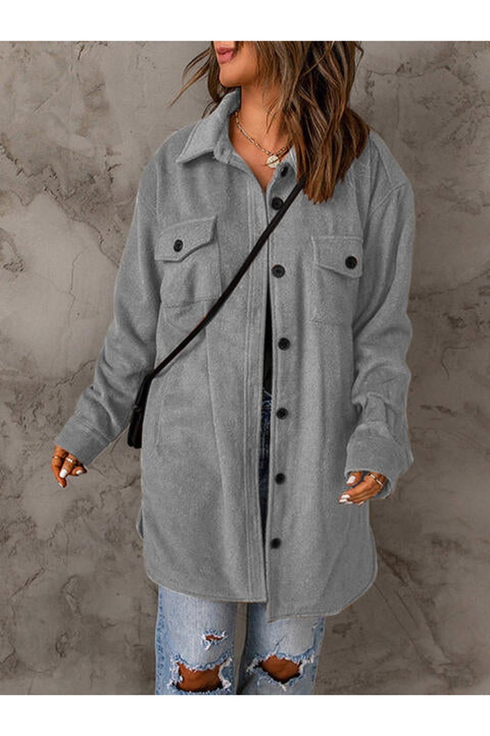 Drop Shoulder Button Down Collared Coat