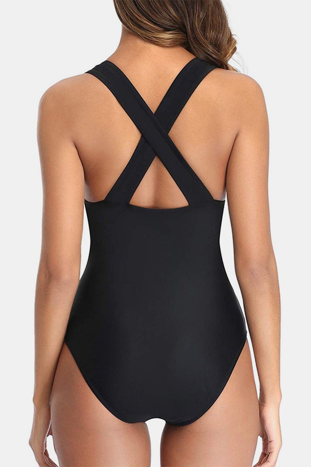 Crisscross Plunge Wide Strap One-Piece Swimwear