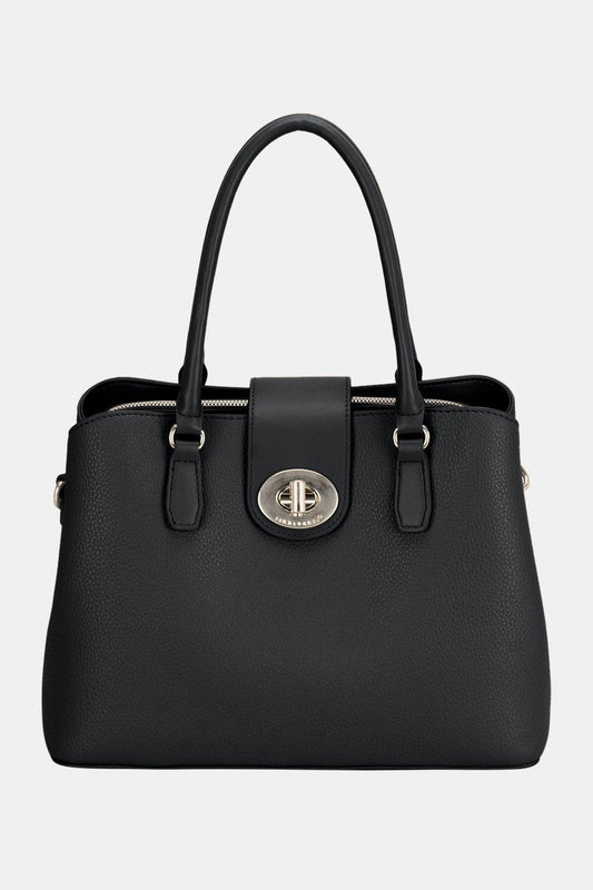 David Jones PU Leather Twist-Lock Tote Bag