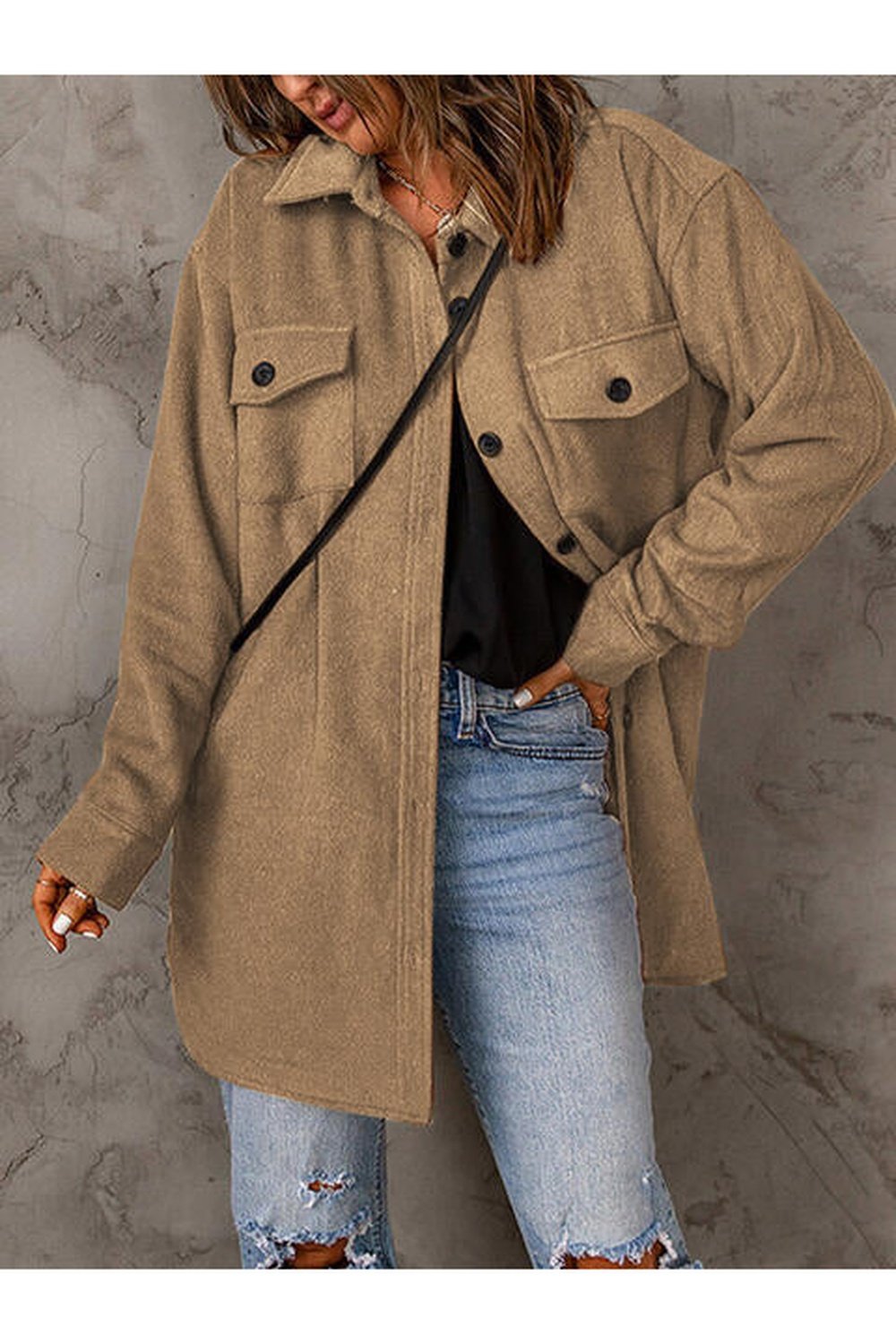 Drop Shoulder Button Down Collared Coat