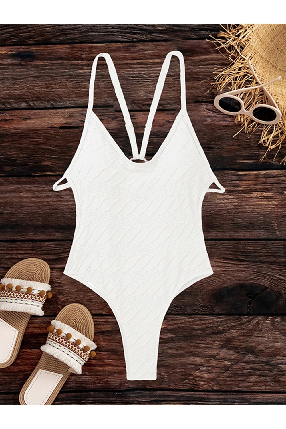 Backless Spaghetti Strap One-Piece Swimwear