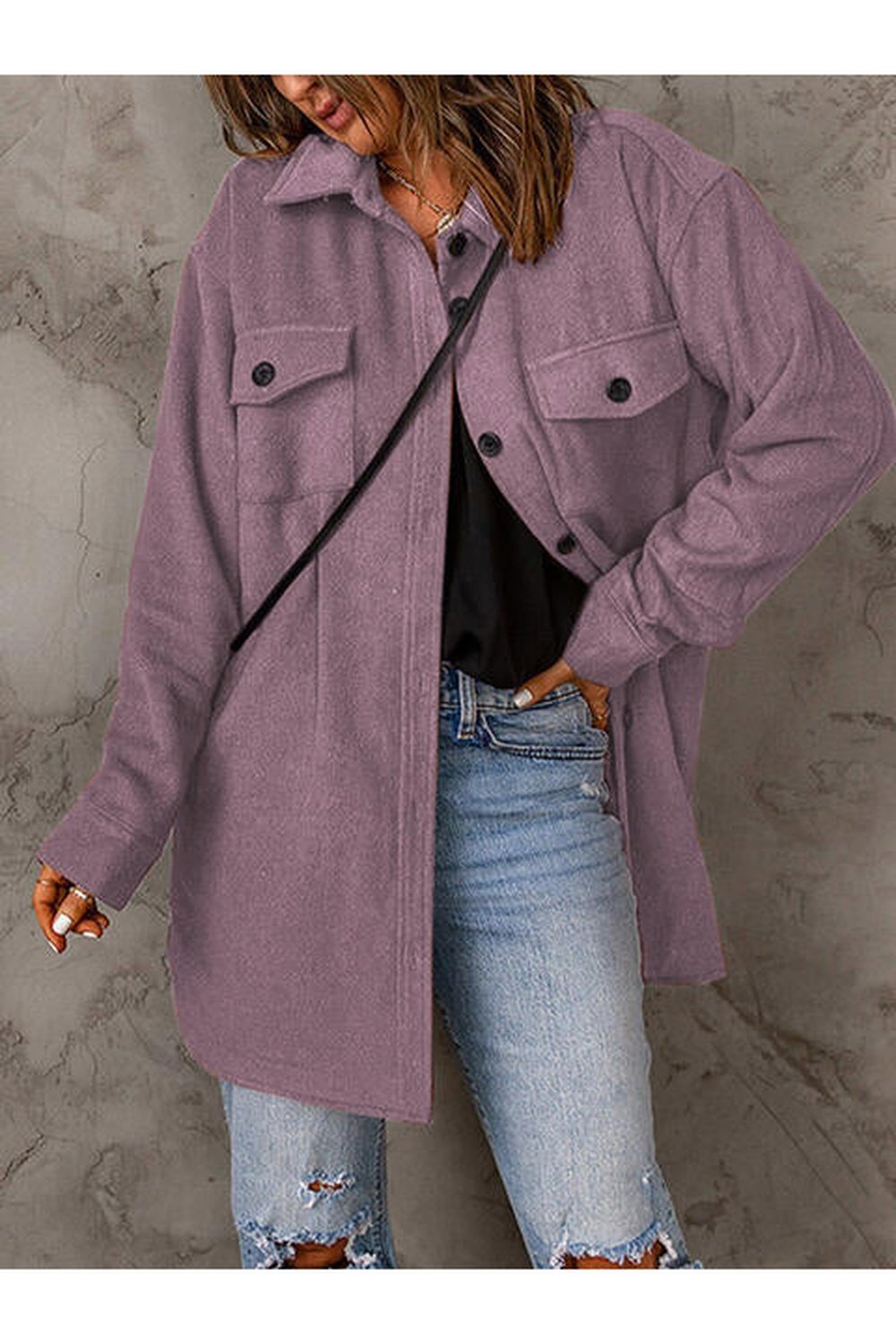 Drop Shoulder Button Down Collared Coat