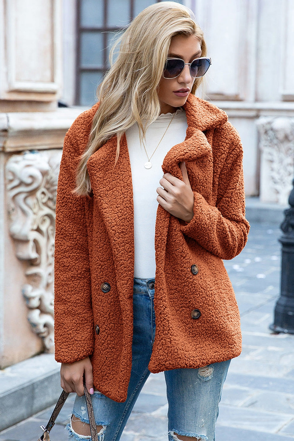 Ivy Lane Full Size Lapel Collar Sherpa Coat