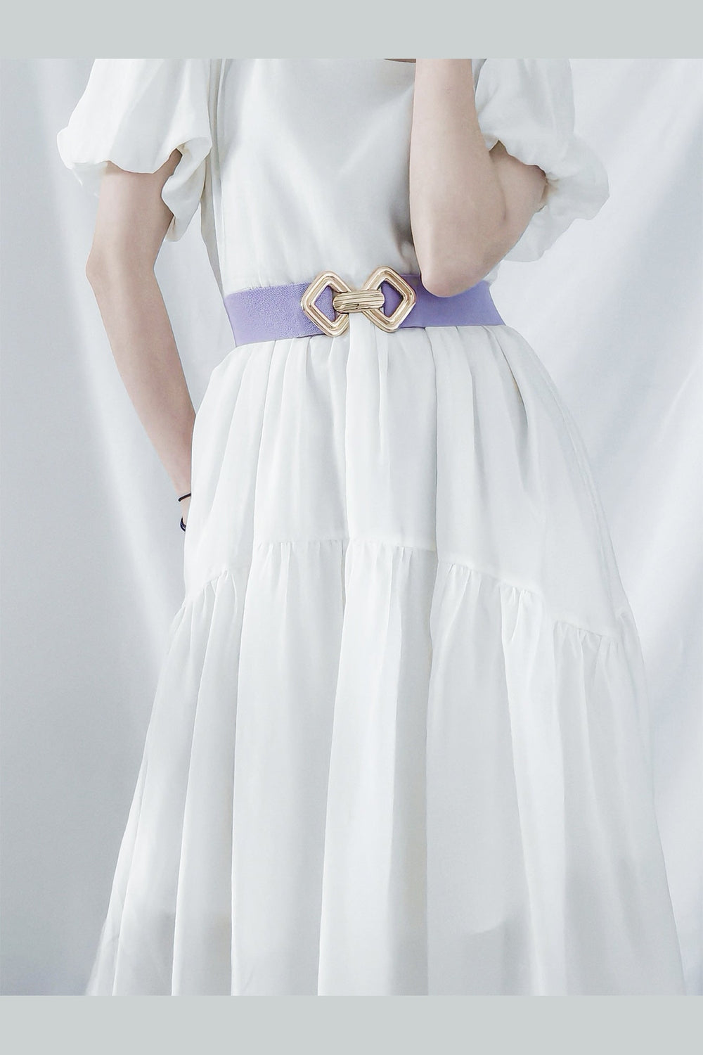 Geometric Buckle Elastic Wide Belt