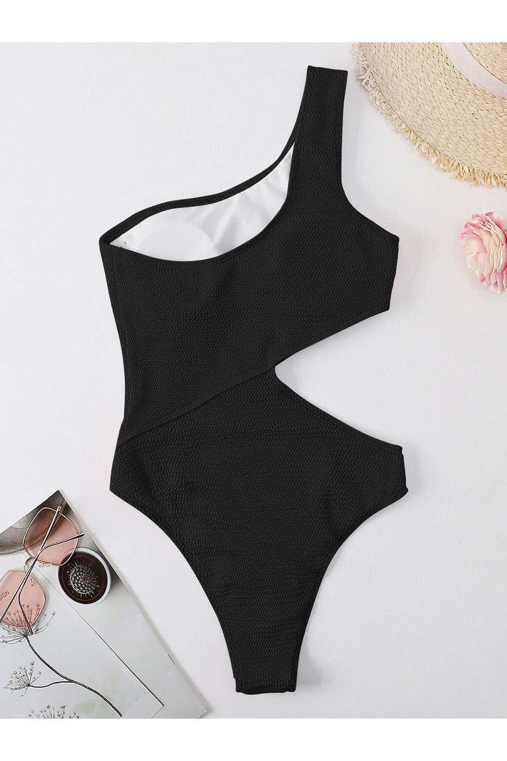 Cutout One Shoulder One-Piece Swimwear