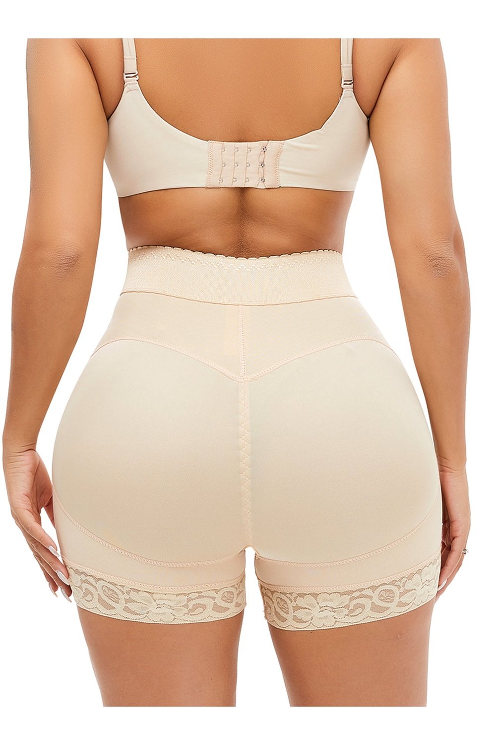 Full Size Lace Detail Hook-and-Eye Shaping Shorts