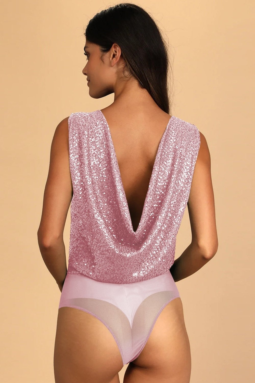 Sequin Surplice Sleeveless Bodysuit