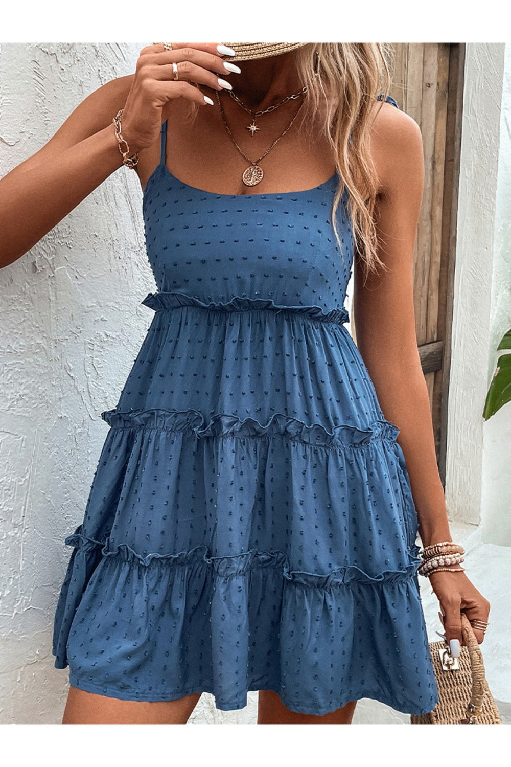 Frill Spaghetti Strap Tiered Dress