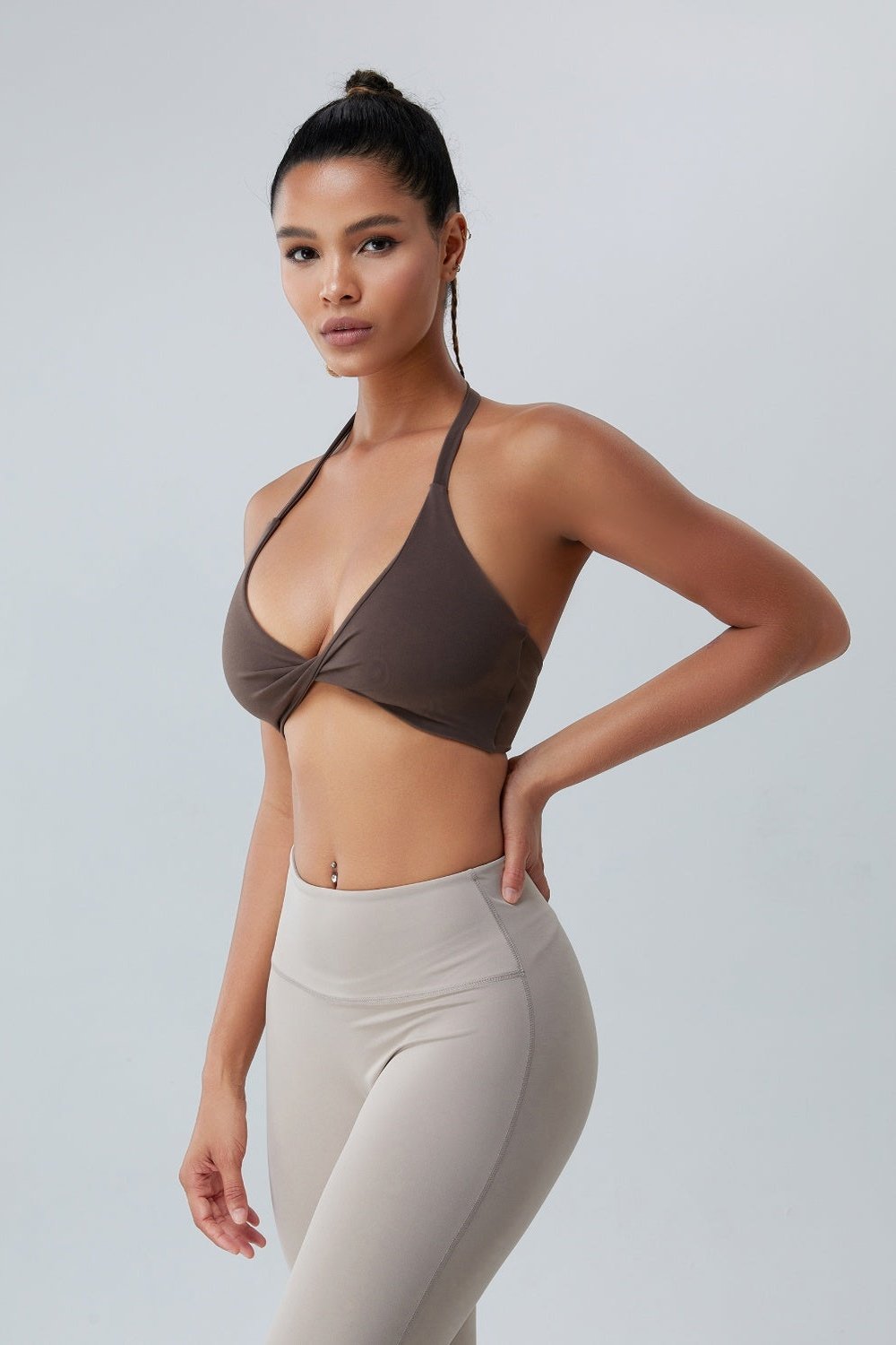 Twisted Halter Neck Active Bra