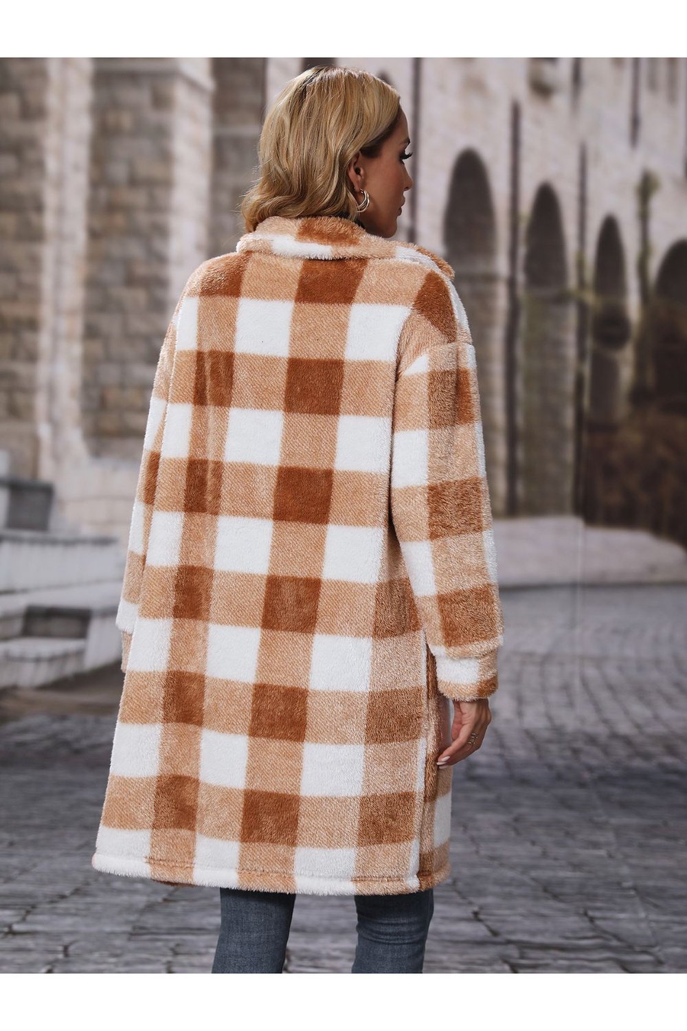 Plaid Collared Neck Button Down Coat