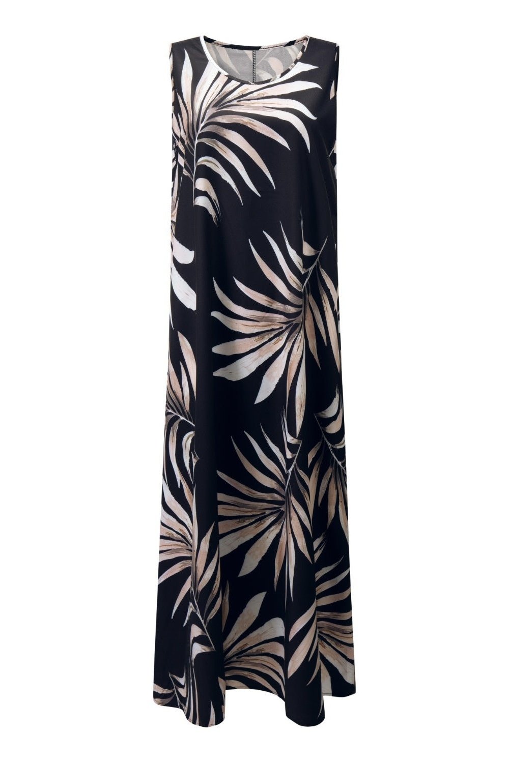 Printed Round Neck Midi Tank Dress