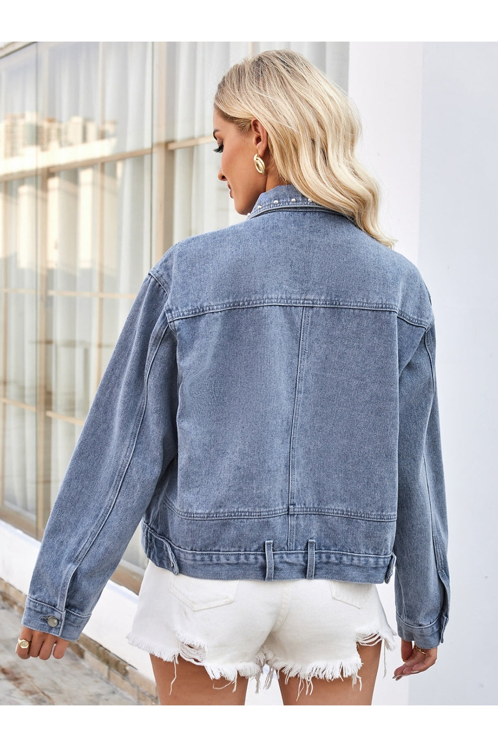 Studded Long Sleeve Denim Jacket