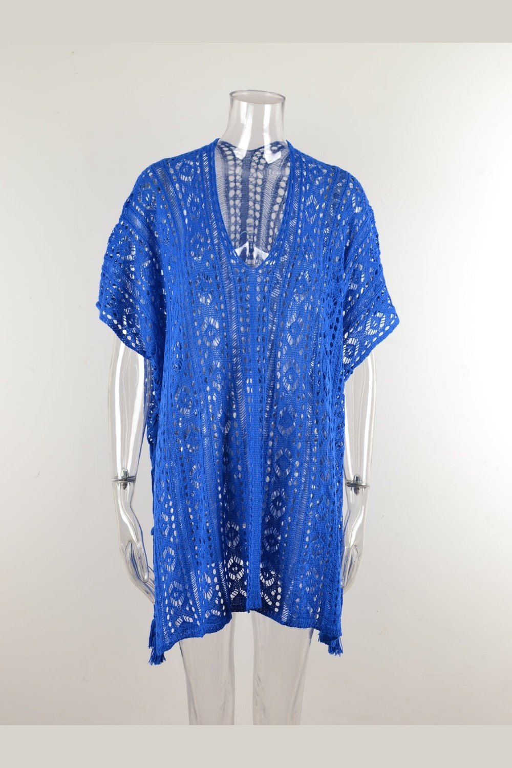 Cutout V-Neck Cover-Up with Tassel