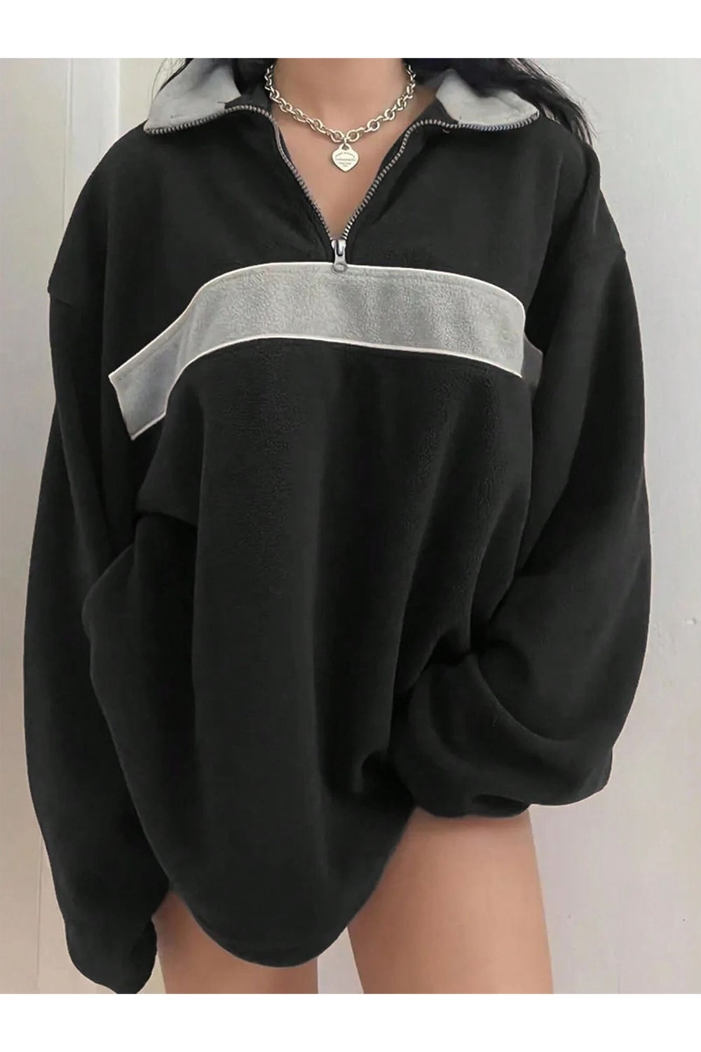 Contrast Dropped Shoulder Long Sleeve Sweatshirt