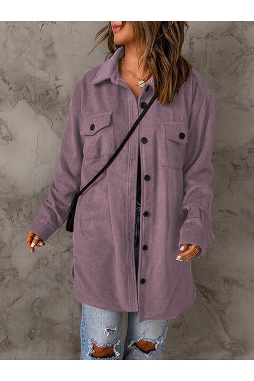 Drop Shoulder Button Down Collared Coat