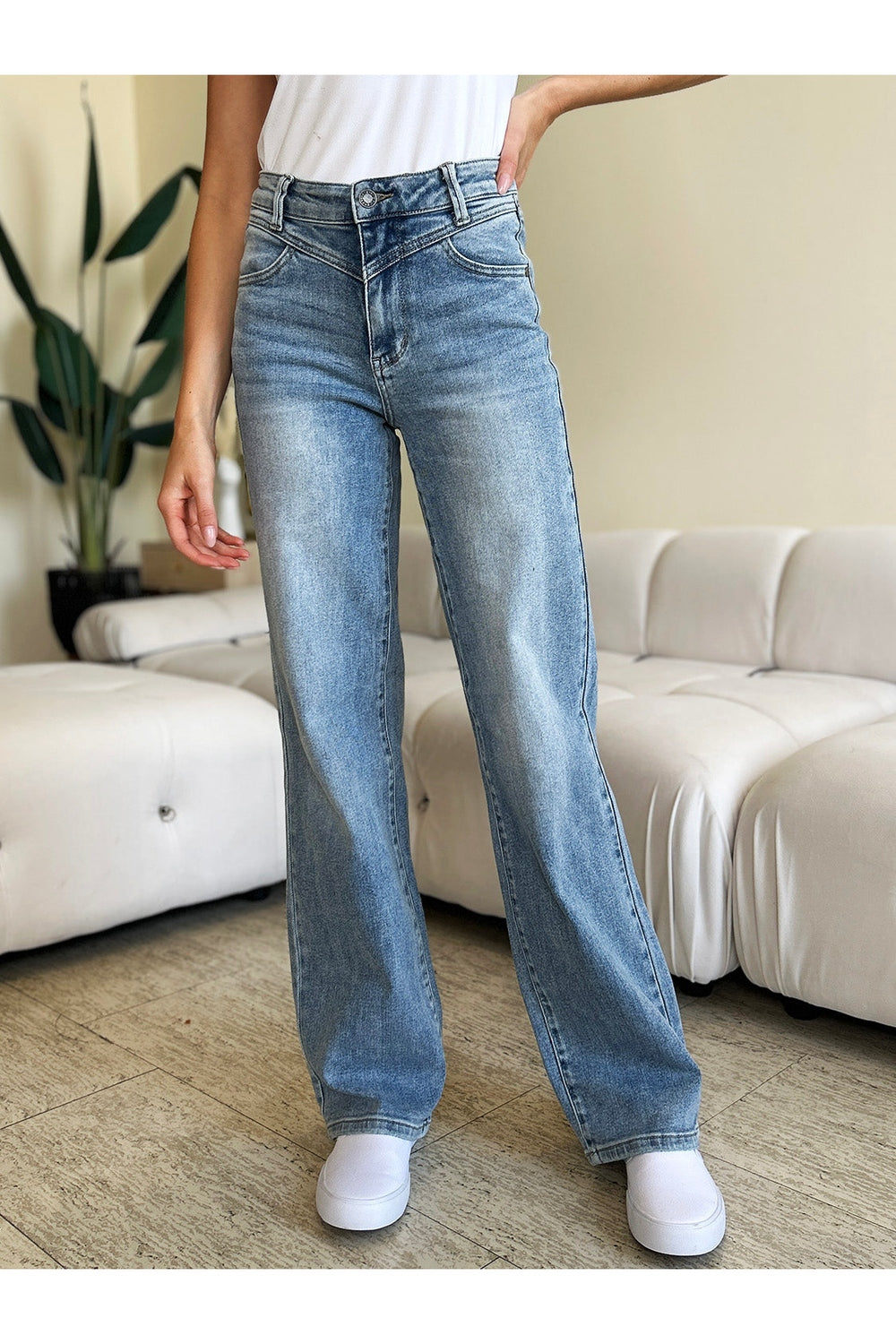 Judy Blue Full Size High Waist Wide Leg Jeans