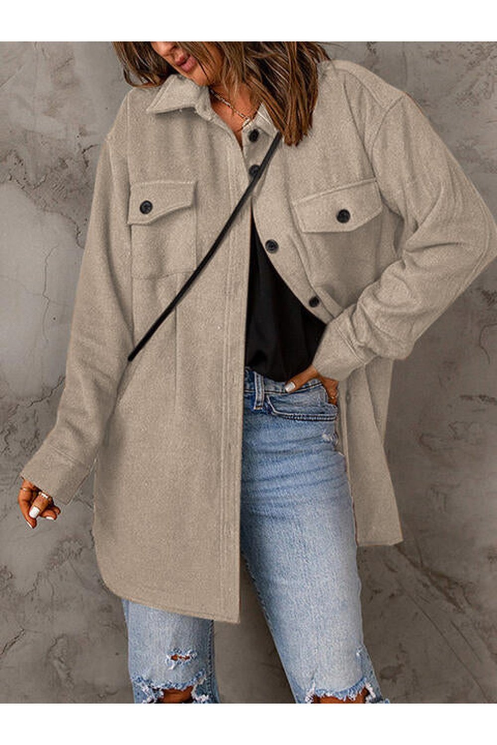 Drop Shoulder Button Down Collared Coat